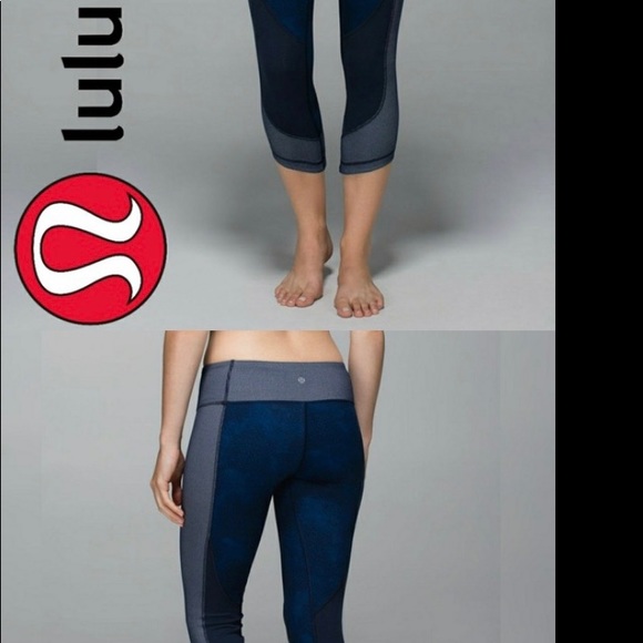 Lululemon Wunder Under Crop Sashiko Cross Inkwell - Picture 2 of 5